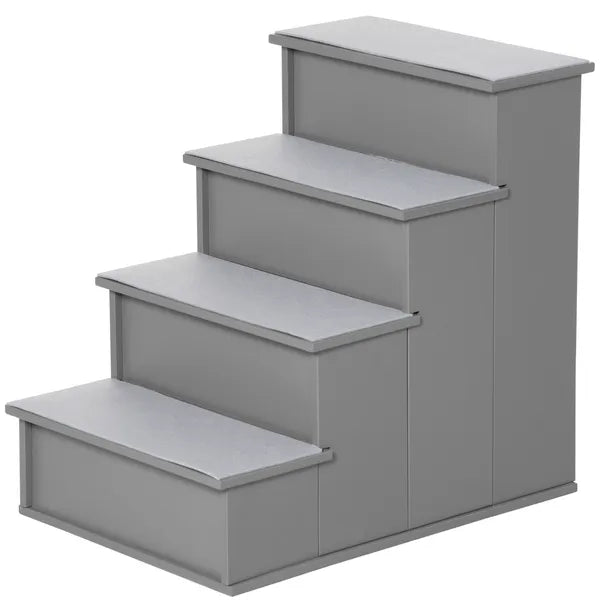 PawHut Pet Stairs Small Dog Steps for Couch Bed with Cushioned Cover Grey - product image 1