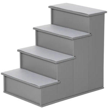 PawHut Pet Stairs Small Dog Steps for Couch Bed with Cushioned Cover Grey - product image 1