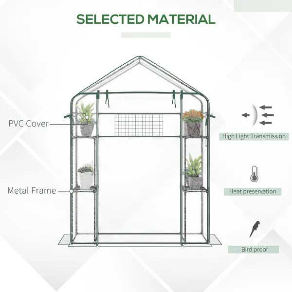Outsunny Petite Walk-in Growhouse with Ventilated Entries, Plant Tags, and Tiered Racks - product image 6