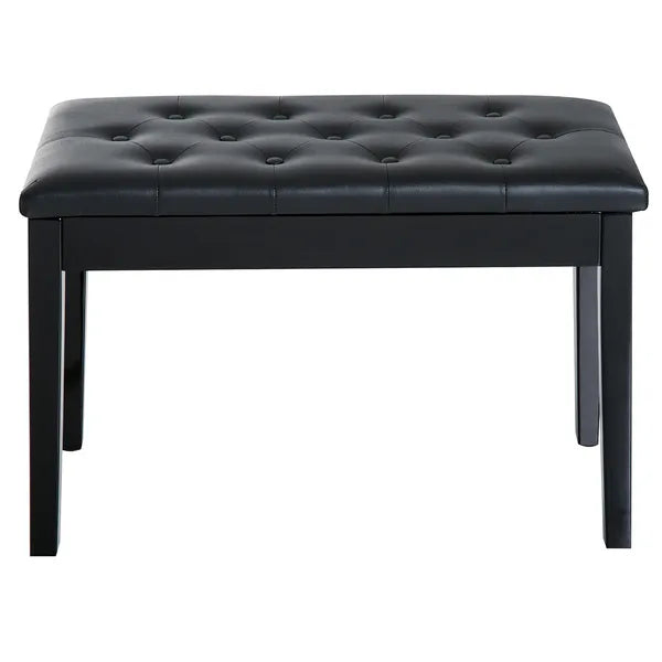 HOMCOM Piano Bench Traditional 2-Person Birchwood with Faux Leather Padding Black - product image 8