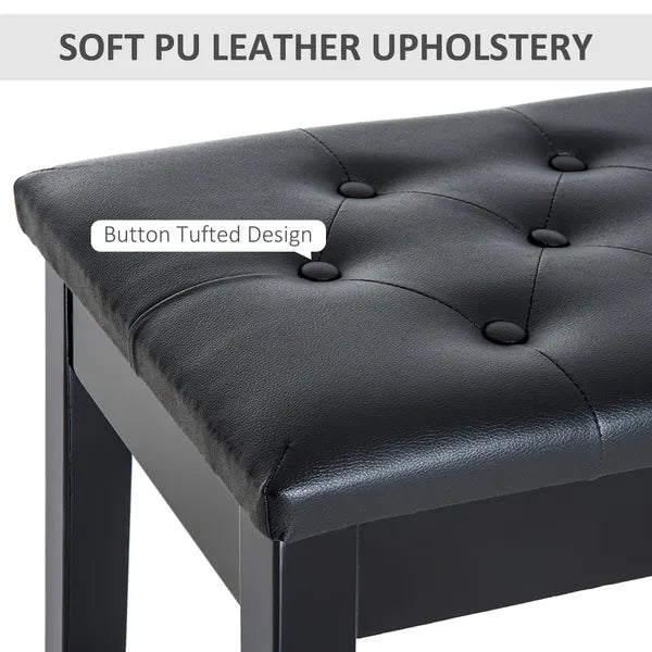 HOMCOM Piano Bench Traditional 2-Person Birchwood with Faux Leather Padding Black - product image 5