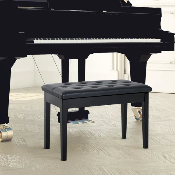 HOMCOM Piano Bench Traditional 2-Person Birchwood with Faux Leather Padding Black - product image 10