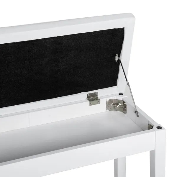 Piano Bench with Storage Wooden Duet Seat White Faux Leather Cushion Button Tufted - product image 8