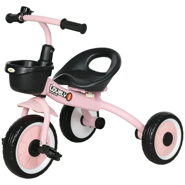 Qaba Pink Kids Tricycle for Toddlers Age 2-5 with Adjustable Seat Basket Bell Handlebar Grips Toddler Bike - product image 11