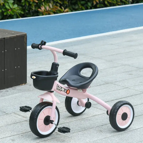 Qaba Pink Kids Tricycle for Toddlers Age 2-5 with Adjustable Seat Basket Bell Handlebar Grips Toddler Bike - product image 10