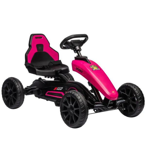 Aosom Pink Pedal Go Kart for Kids Swing Axle Shock-Absorbing Wheels Outdoor Fun - product image 11