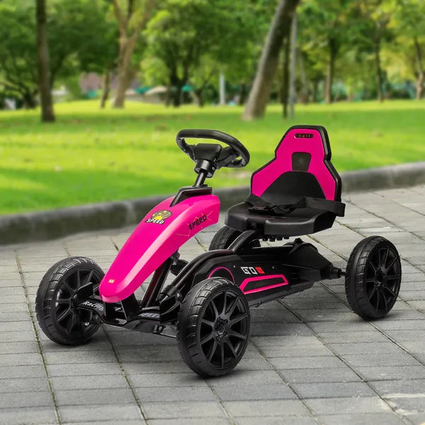 Aosom Pink Pedal Go Kart for Kids Swing Axle Shock-Absorbing Wheels Outdoor Fun - product image 10
