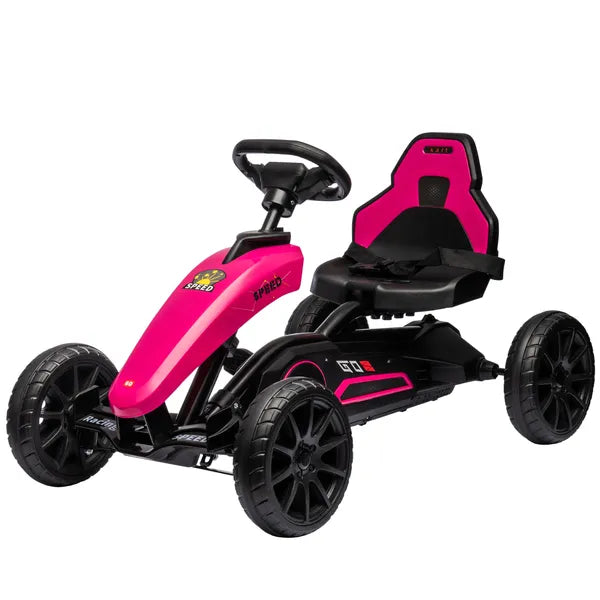 Aosom Pink Pedal Go Kart for Kids Swing Axle Shock-Absorbing Wheels Outdoor Fun - product image 1