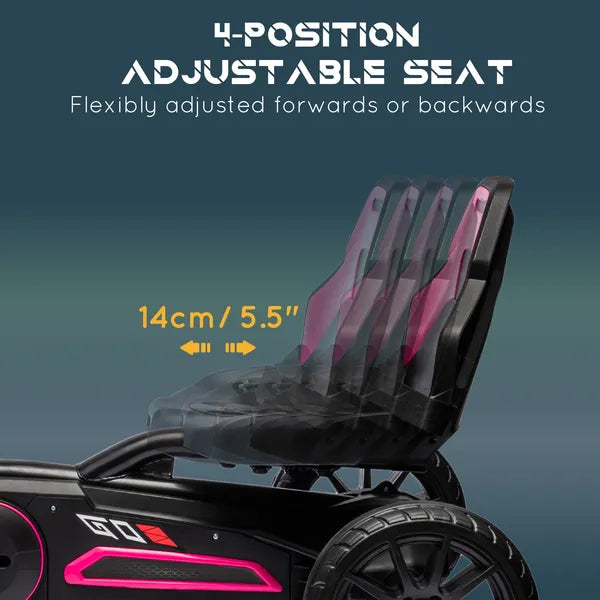 Aosom Pink Pedal Go Kart for Kids Swing Axle Shock-Absorbing Wheels Outdoor Fun - product image 4