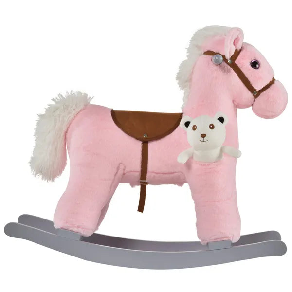 Plush Rocking Horse with Bear Toy and Animal Sounds Pink for Ages 3+ - product image 11