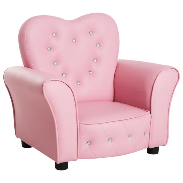Pink Princess Toddler Sofa Chair with Tufted Upholstery and Diamond Decor - product image 1