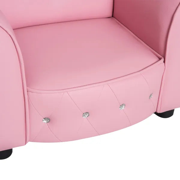 Pink Princess Toddler Sofa Chair with Tufted Upholstery and Diamond Decor - product image 15