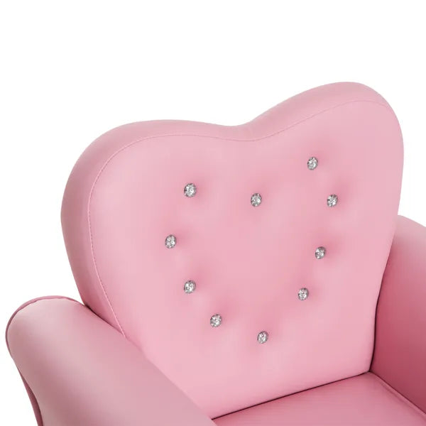 Pink Princess Toddler Sofa Chair with Tufted Upholstery and Diamond Decor - product image 14