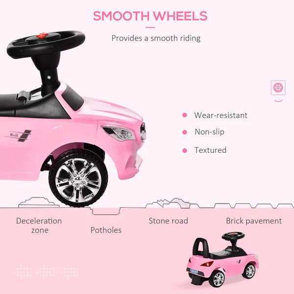 Aosom Pink Toddler Ride On Toy Car Foot-to-Floor with Music Horn Headlights Storage - product image 5