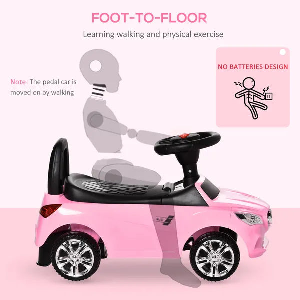 Aosom Pink Toddler Ride On Toy Car Foot-to-Floor with Music Horn Headlights Storage - product image 6