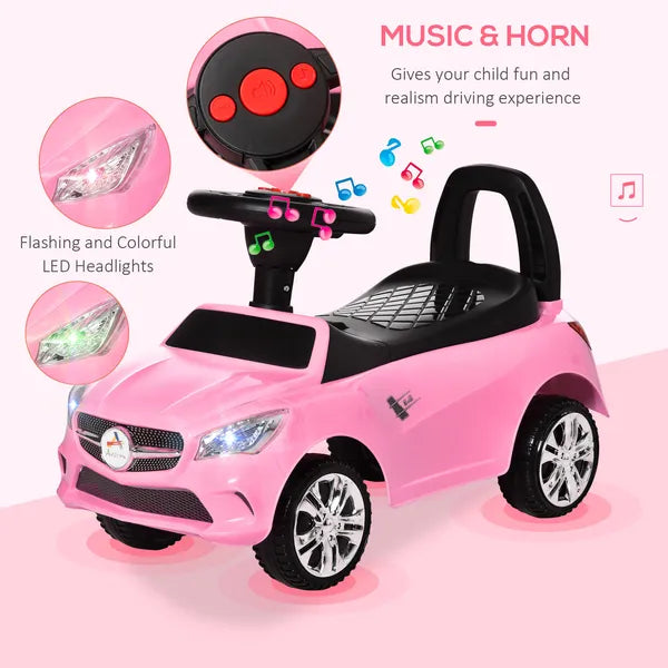 Aosom Pink Toddler Ride On Toy Car Foot-to-Floor with Music Horn Headlights Storage - product image 4