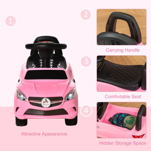 Aosom Pink Toddler Ride On Toy Car Foot-to-Floor with Music Horn Headlights Storage - product image 7