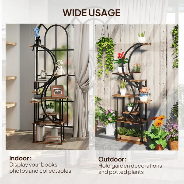 Outsunny Plant Stand Indoor, 8 Tier 62" S-Shaped Plant Shelf, Corner Plant Rack for Multiple Plants, Carbonised Finish - product image 7