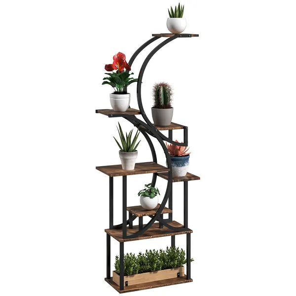 Outsunny Plant Stand Indoor, 8 Tier 62" S-Shaped Plant Shelf, Corner Plant Rack for Multiple Plants, Carbonised Finish - product image 11