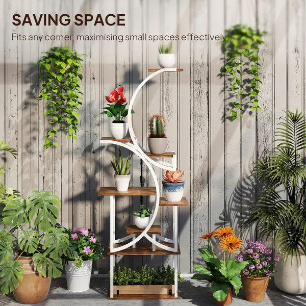 Outsunny Plant Stand Indoor, 8 Tier 62" S-Shaped Plant Shelf, Corner Plant Rack for Multiple Plants, Carbonised Finish - product image 6