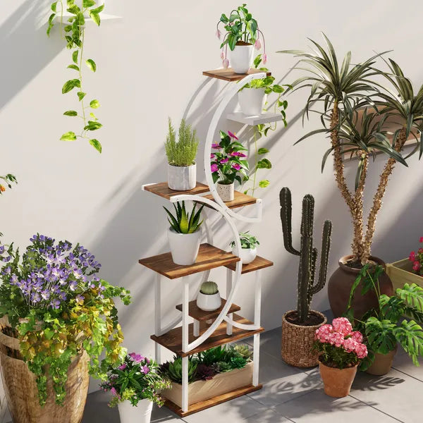 Outsunny Plant Stand Indoor, 8 Tier 62" S-Shaped Plant Shelf, Corner Plant Rack for Multiple Plants, Carbonised Finish - product image 8