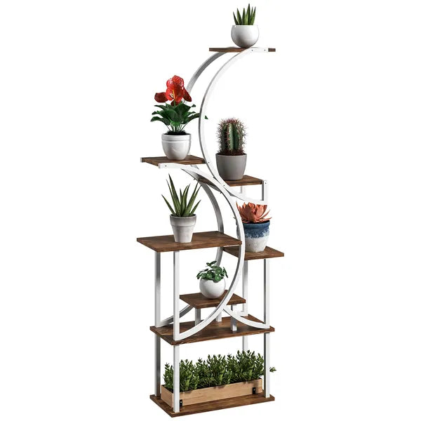 Outsunny Plant Stand Indoor, 8 Tier 62" S-Shaped Plant Shelf, Corner Plant Rack for Multiple Plants, Carbonised Finish - product image 11