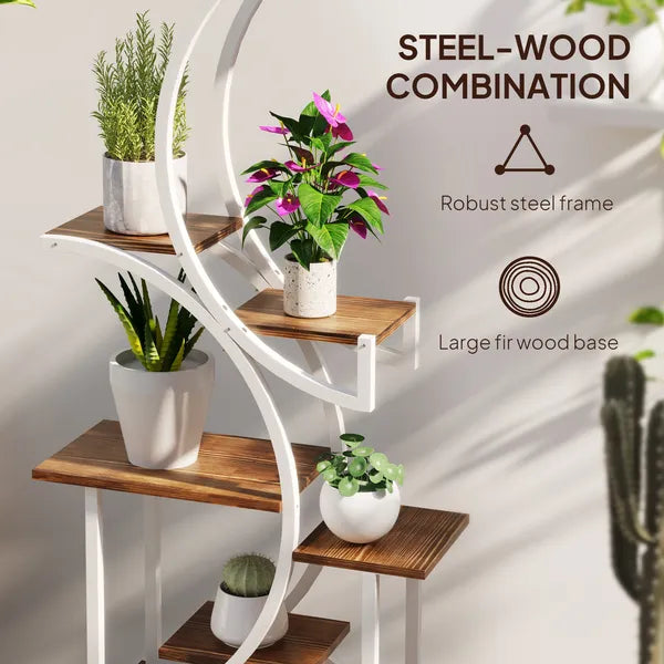Outsunny Plant Stand Indoor, 8 Tier 62" S-Shaped Plant Shelf, Corner Plant Rack for Multiple Plants, Carbonised Finish - product image 5