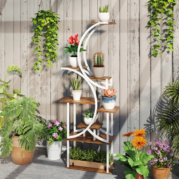 Outsunny Plant Stand Indoor, 8 Tier 62" S-Shaped Plant Shelf, Corner Plant Rack for Multiple Plants, Carbonised Finish - product image 10