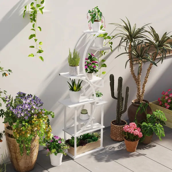Outsunny Plant Stand Indoor, 8 Tier 62 Inch S-Shaped Plant Shelf, Corner Plant Rack for Multiple Plants, White - product image 8
