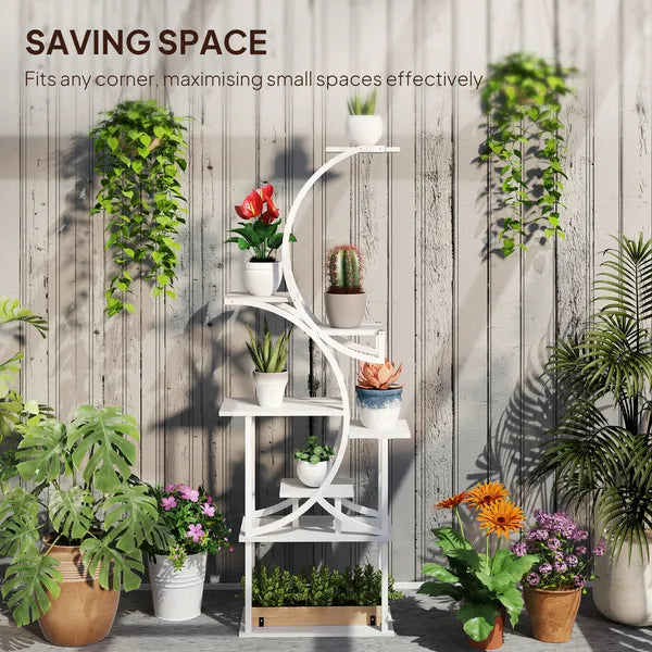 Outsunny Plant Stand Indoor, 8 Tier 62 Inch S-Shaped Plant Shelf, Corner Plant Rack for Multiple Plants, White - product image 6