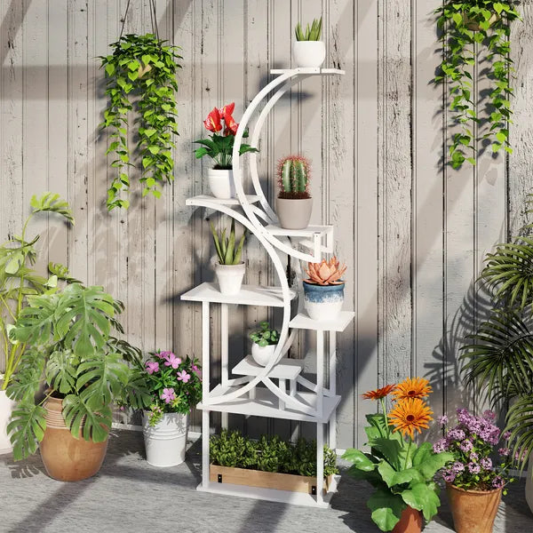 Outsunny Plant Stand Indoor, 8 Tier 62 Inch S-Shaped Plant Shelf, Corner Plant Rack for Multiple Plants, White - product image 10