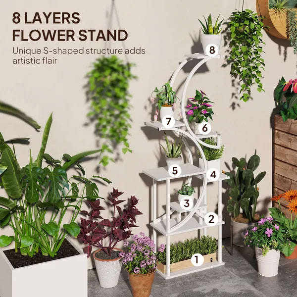 Outsunny Plant Stand Indoor, 8 Tier 62 Inch S-Shaped Plant Shelf, Corner Plant Rack for Multiple Plants, White - product image 4
