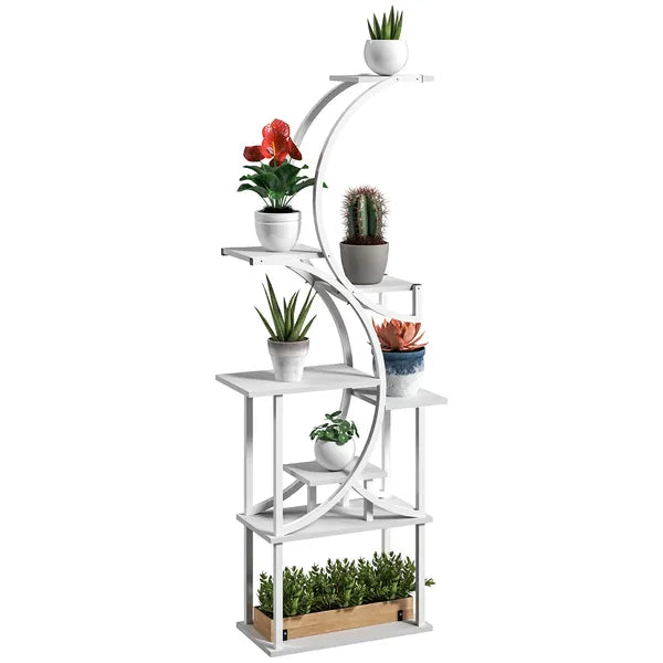Outsunny Plant Stand Indoor, 8 Tier 62 Inch S-Shaped Plant Shelf, Corner Plant Rack for Multiple Plants, White - product image 11