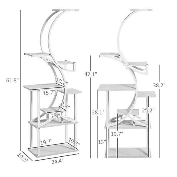 Outsunny Plant Stand Indoor, 8 Tier 62 Inch S-Shaped Plant Shelf, Corner Plant Rack for Multiple Plants, White - product image 3