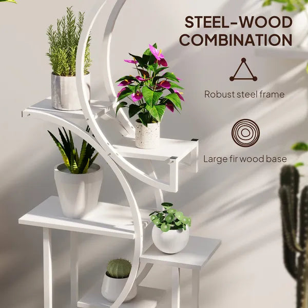 Outsunny Plant Stand Indoor, 8 Tier 62 Inch S-Shaped Plant Shelf, Corner Plant Rack for Multiple Plants, White - product image 5