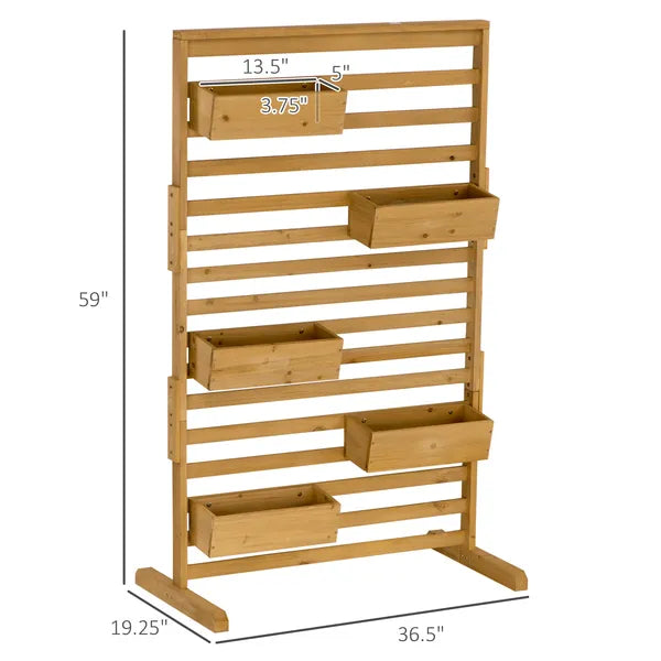 Outsunny Plant Stand Outdoor with 5 Hanging Flower Boxes Wooden Lattice for Patio Porch Climbing Plants - product image 3