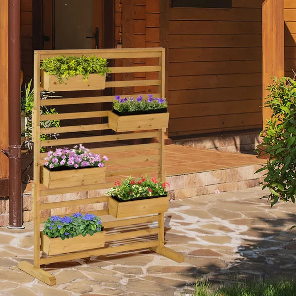 Outsunny Plant Stand Outdoor with 5 Hanging Flower Boxes Wooden Lattice for Patio Porch Climbing Plants - product image 10