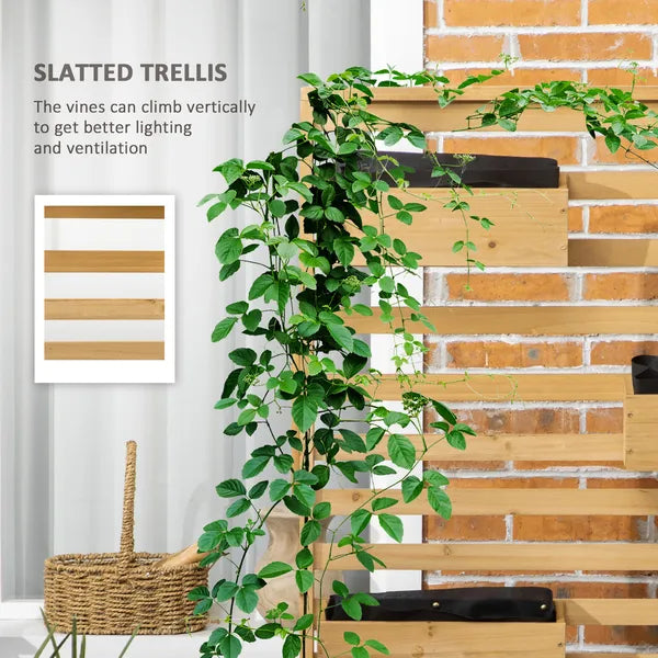 Outsunny Plant Stand Outdoor with 5 Hanging Flower Boxes Wooden Lattice for Patio Porch Climbing Plants - product image 5