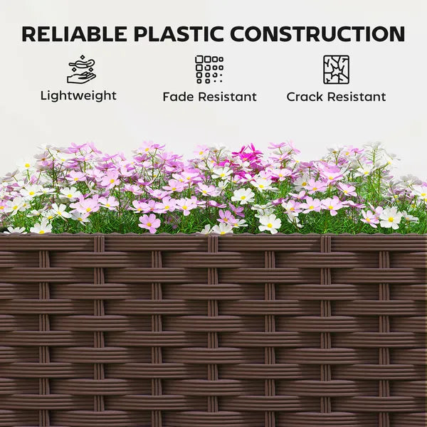 Outsunny Planter Box with Trellis, Self Watering Raised Garden Bed with Lockable Wheels and Drainage Holes, Brown - product image 7