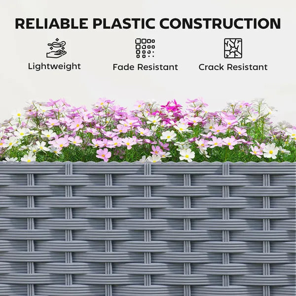 Outsunny Planter Box with Trellis, Self Watering Raised Garden Bed with Lockable Wheels and Drainage Holes, Gray - product image 7