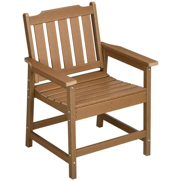 Plastic Patio Chairs, Outdoor Dining Chair with Armrests and Slatted Back, Outdoor Armchair for Lawn, Garden, Poolside, Backyard, Brown - product image 1