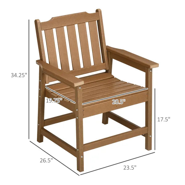 Plastic Patio Chairs, Outdoor Dining Chair with Armrests and Slatted Back, Outdoor Armchair for Lawn, Garden, Poolside, Backyard, Brown - product image 3