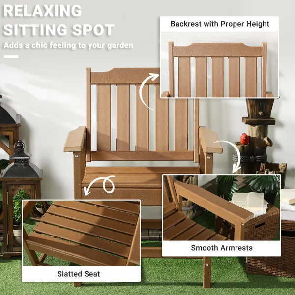 Plastic Patio Chairs, Outdoor Dining Chair with Armrests and Slatted Back, Outdoor Armchair for Lawn, Garden, Poolside, Backyard, Brown - product image 4