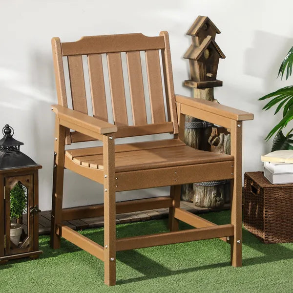 Plastic Patio Chairs, Outdoor Dining Chair with Armrests and Slatted Back, Outdoor Armchair for Lawn, Garden, Poolside, Backyard, Brown - product image 10