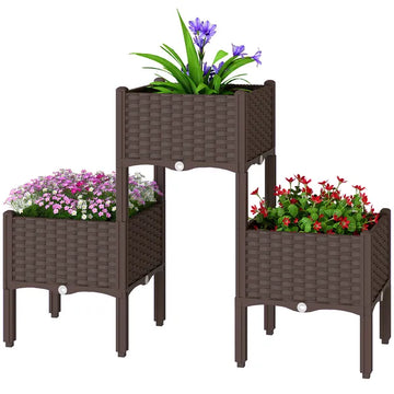 Plastic Raised Garden Bed with Legs, Self Watering Elevated Planter Boxes with Drainage Holes and Plugs, Easy Assembly - product image 1