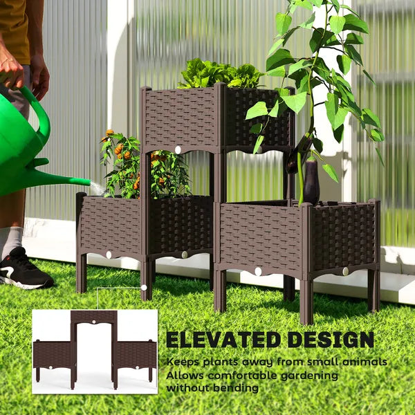 Plastic Raised Garden Bed with Legs, Self Watering Elevated Planter Boxes with Drainage Holes and Plugs, Easy Assembly - product image 6