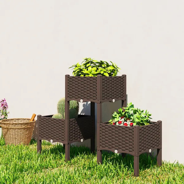 Plastic Raised Garden Bed with Legs, Self Watering Elevated Planter Boxes with Drainage Holes and Plugs, Easy Assembly - product image 10