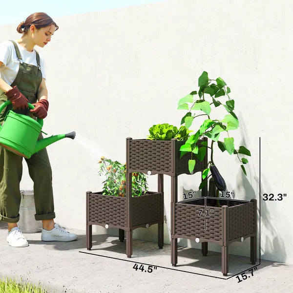 Plastic Raised Garden Bed with Legs, Self Watering Elevated Planter Boxes with Drainage Holes and Plugs, Easy Assembly - product image 3