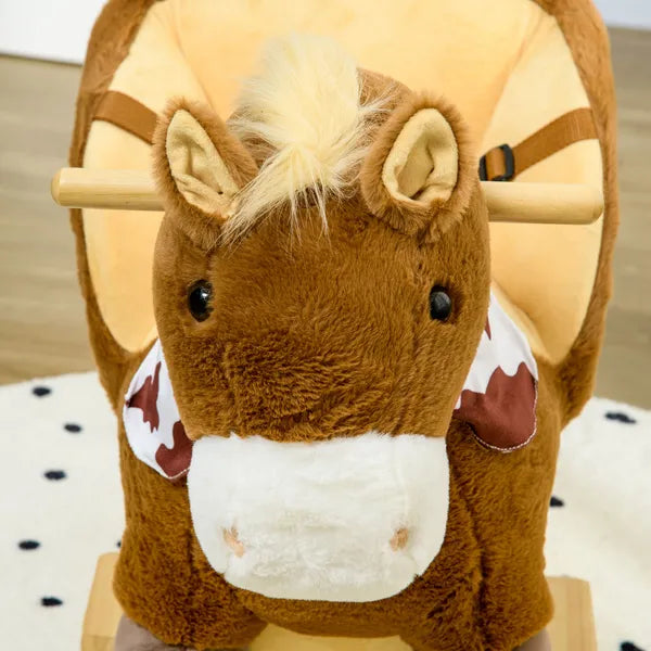 Plush Animal Rocking Horse with Sound and Pedals, Interactive Ride-on Toys for Toddlers 18-36 Months, Brown - product image 9