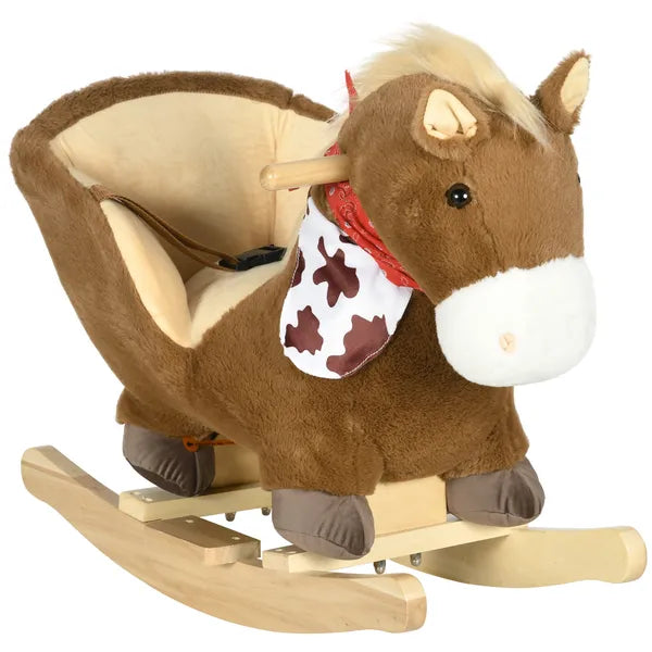 Plush Animal Rocking Horse with Sound and Pedals, Interactive Ride-on Toys for Toddlers 18-36 Months, Brown - product image 11